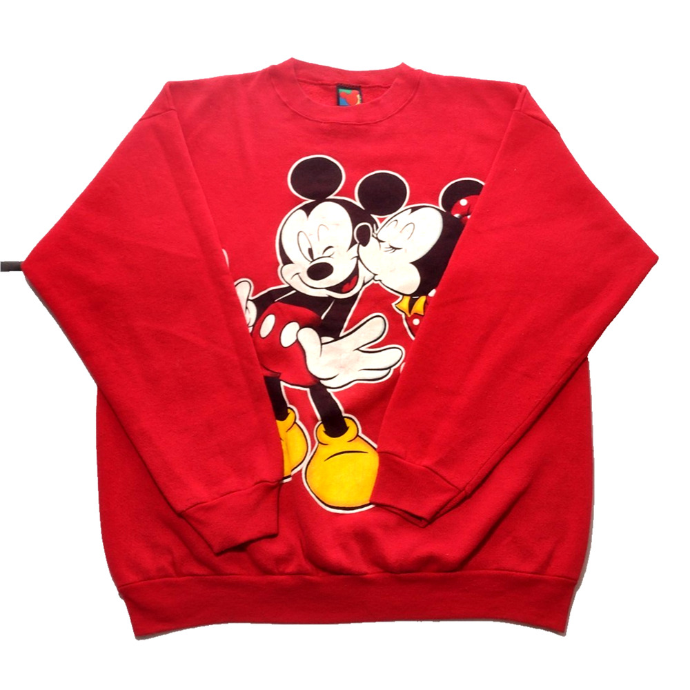 Vintage Mickey Unlimited Sweater Mens Red Crewneck Embroidered Disney 90s - Sz L